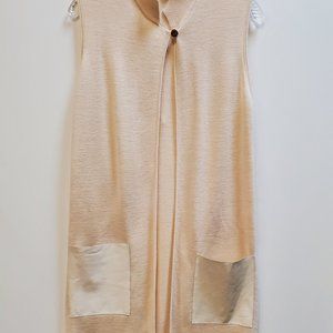 Worth 100% Wool Long Sweater Vest Creme